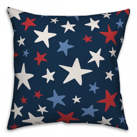 Red White and Blue Stars 18x18 Spun Poly Pillow