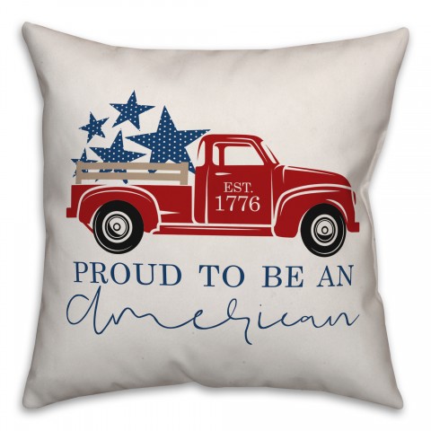Proud to be an American Truck 18x18 Spun Poly Pillow