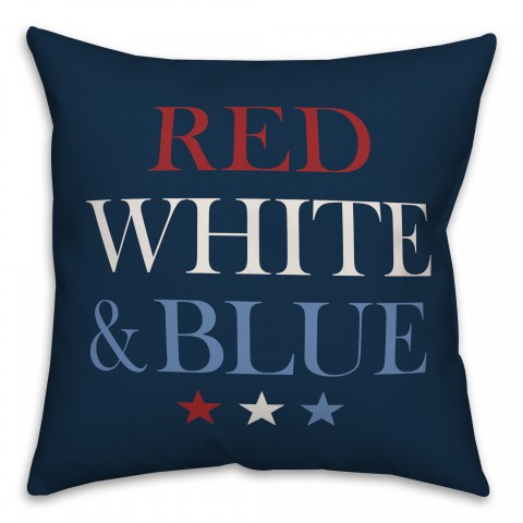 Red White and Blue Patriotic 18x18 Spun Poly Pillow