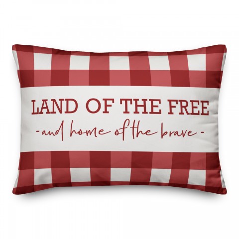 Land of the Free and Home of the Brave Buffalo Check 14x20 Spun Poly Pillow Cover
