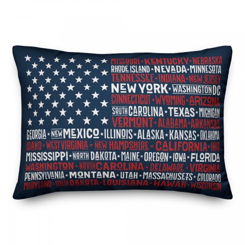 States Flag 14x20 Spun Poly Pillow Cover