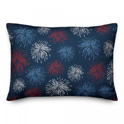 Fireworks Pattern on Blue 14x20 Spun Poly Pillow