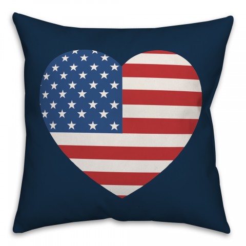 Heart Flag 18x18 Spun Poly Pillow