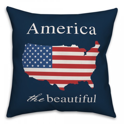 America the Beautiful Flag 18x18 Spun Poly Pillow