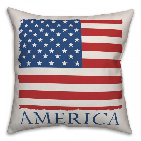 America Flag 18x18 Spun Poly Pillow