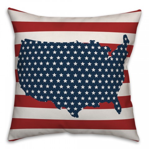 United States Cutout  18x18 Spun Poly Pillow