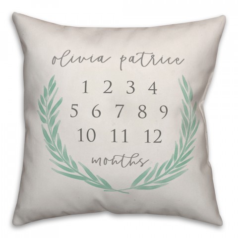 Soft Green Laurels 18x18 Personalized Spun Poly Pillow