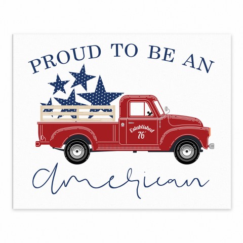 Proud to be an American Patriotic Truck 8x10 Tabletop Canvas
