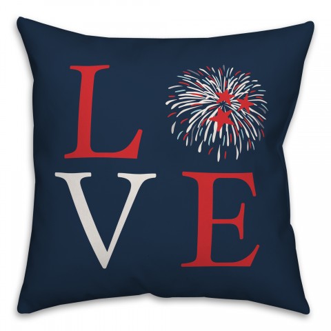 Firework Love 18x18 Spun Poly Pillow