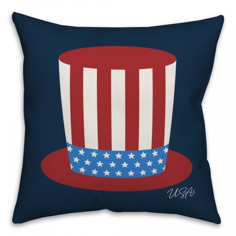 Patriotic Top Hat 18x18 Spun Poly Pillow