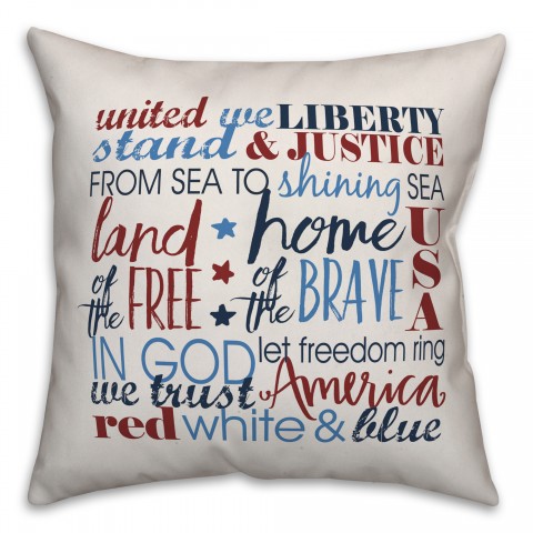 Patriotic Words 18x18 Spun Poly Pillow