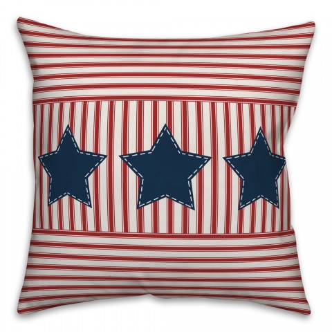 Stars and Ticking Stripes 18x18 Spun Poly Pillow