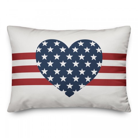 Star Heart and Stripes 14x20 Spun Poly Pillow