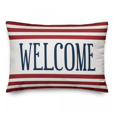 Stars and Stripes Welcome 14x20 Indoor / Outdoor Pillow