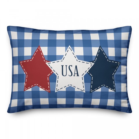 Buffalo Check Patchwork Stars 14x20 Spun Poly Pillow
