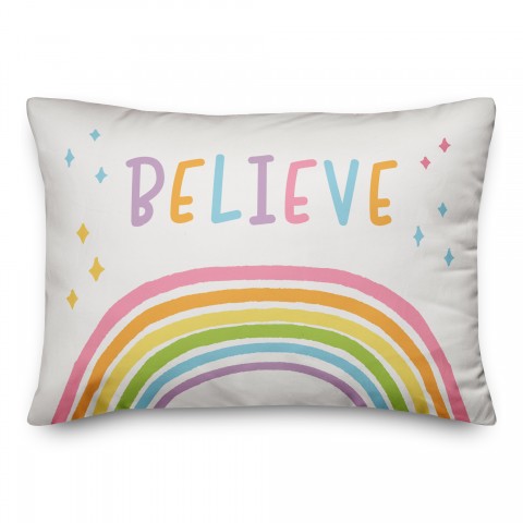 Believe Rainbow 14x20 Spun Poly Pillow