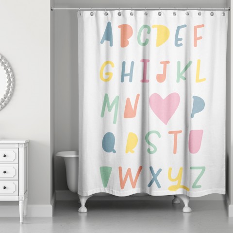 I Love You ABC's 71x74 Shower Curtain