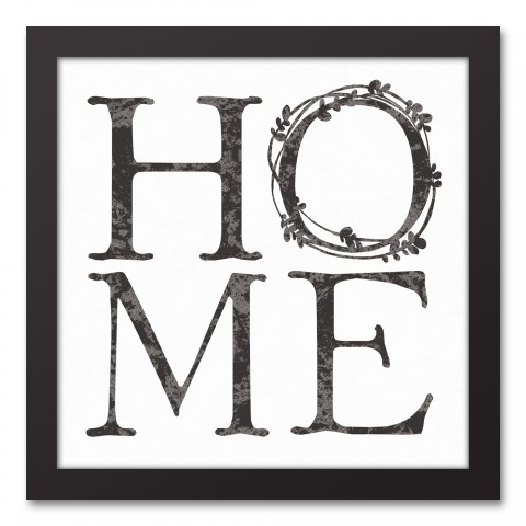 Home Wreath 12x12 Black Framed Canvas