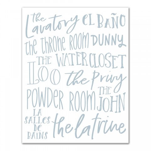 Bathroom Names 11x14 Canvas Wall Art
