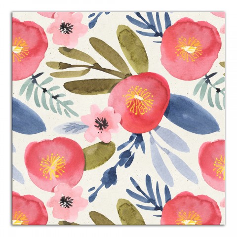 Blush Floral Pattern 16x16 Canvas Wall Art