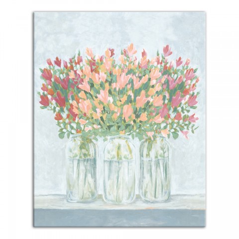 Floral Jar Trio 24x30 Canvas Wall Art