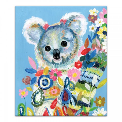 Bright Floral Koala by Lilly Barton 20x24 Canvas Wall Art