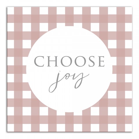 Choose Joy Gray Buffalo Check 12x12 Canvas Wall Art