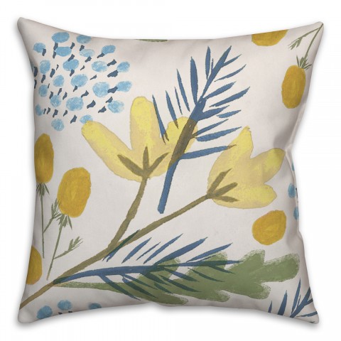 Yellow Botanicals 18x18 Spun Poly Pillow