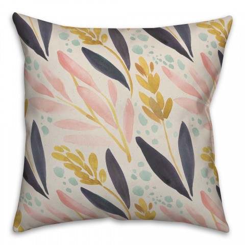 Floral and Wheat Pattern 18x18 Spun Poly Pillow