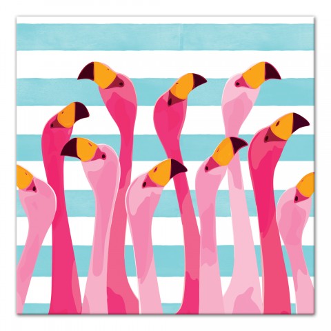 Flamingo Party 16x16 Canvas Wall Art