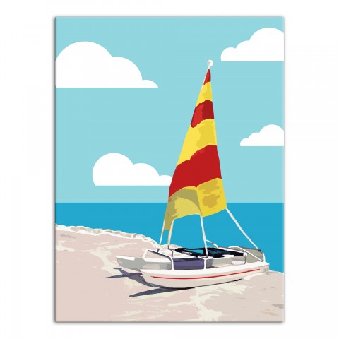 Sailboat on Shore 30x40 Canvas Wall Art