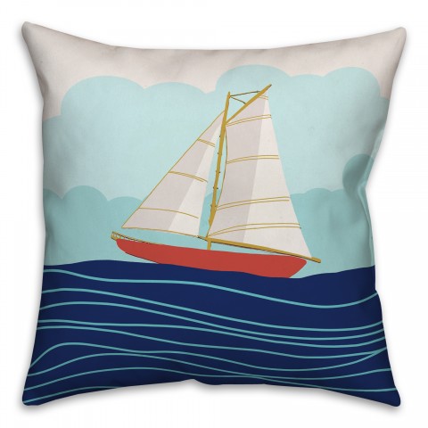 Sailboat on Waves Pillow