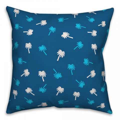 Blue Palm Print Pillow