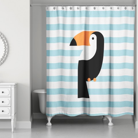 Toucan on Blue 71x74 Shower Curtain