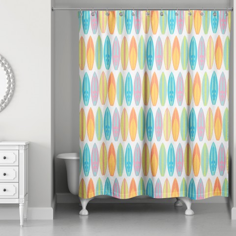 Surfboard Pattern 71x74 Shower Curtain