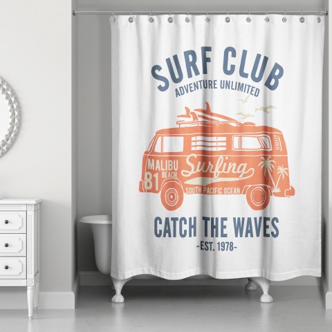 Surf Club 71x74 Shower Curtain