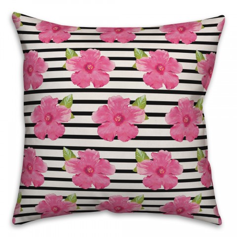 Hibiscus Stripes Pillow