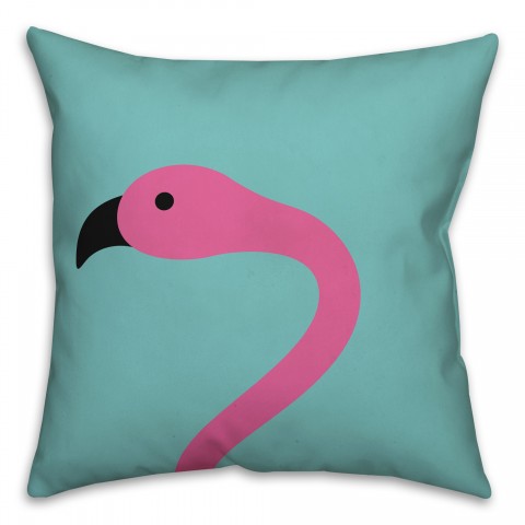 Flamingo on Teal Pillow