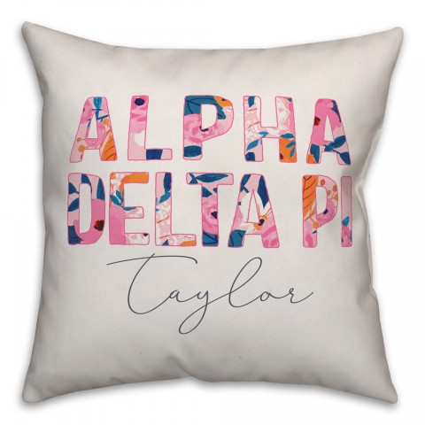 Bright Florals - Alpha Delta Pi 18x18 Personalized Spun Poly Pillow