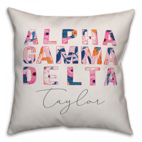 Bright Florals - Alpha Gamma Delta 18x18 Personalized Spun Poly Pillow