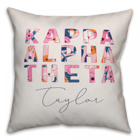 Bright Florals - Kappa Alpha Theta 18x18 Personalized Spun Poly Pillow