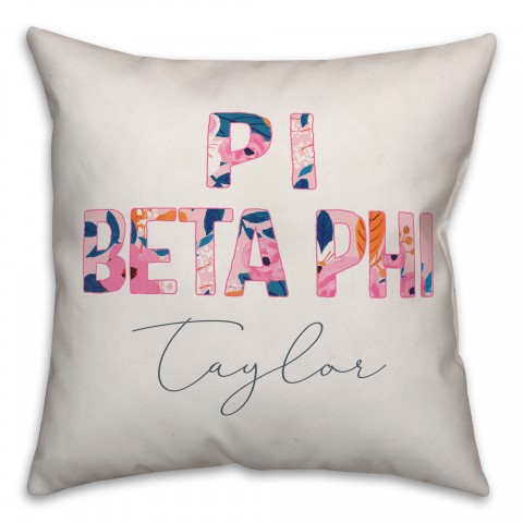 Bright Florals - Pi Beta Phi 18x18 Personalized Spun Poly Pillow