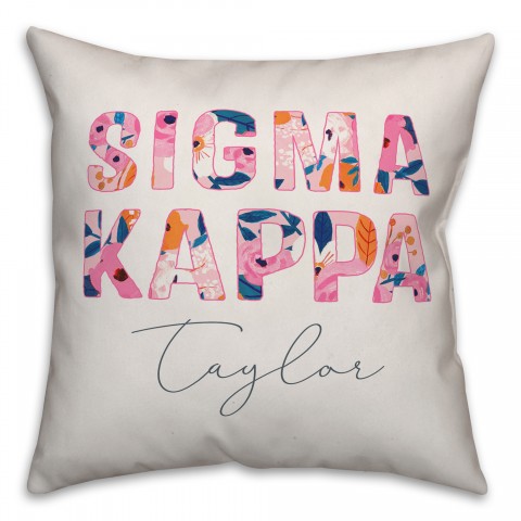 Bright Florals - Sigma Kappa 18x18 Personalized Spun Poly Pillow