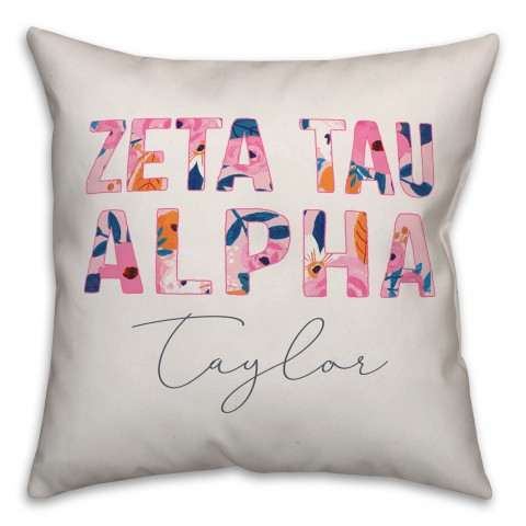 Bright Florals - Zeta Tau Alpha 18x18 Personalized Spun Poly Pillow