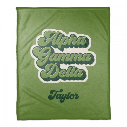 Retro Script - Alpha Gamma Delta 50x60 Personalized Coral Fleece Blanket