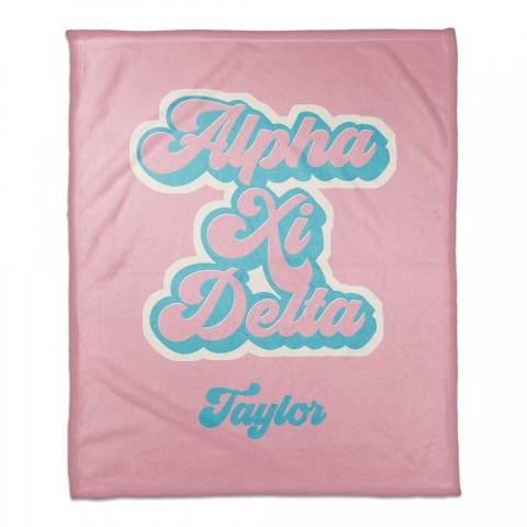 Retro Script - Alpha Xi Delta 50x60 Personalized Coral Fleece Blanket