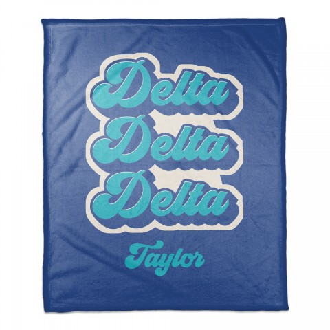 Retro Script - Delta Delta Delta 50x60 Personalized Coral Fleece Blanket