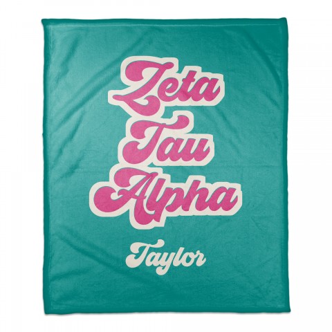 Retro Script - Zeta Tau Alpha 50x60 Personalized Coral Fleece Blanket