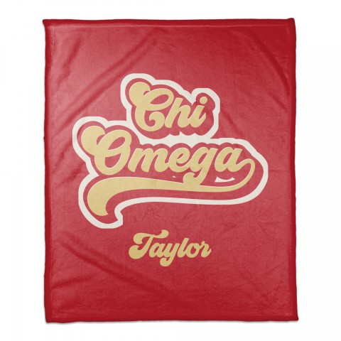Retro Script - Chi Omega 50x60 Personalized Coral Fleece Blanket