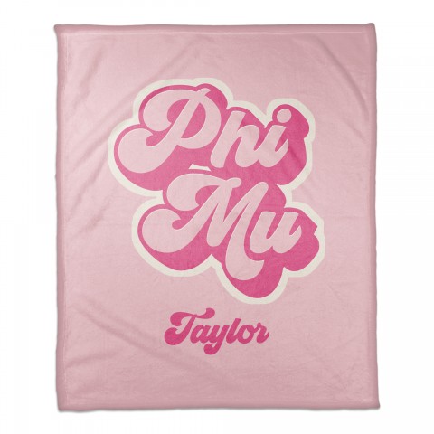 Retro Script - Phi Mu 50x60 Personalized Coral Fleece Blanket
